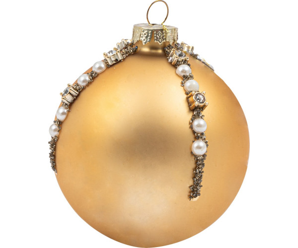 Χρυσή Γυάλινη Χριστουγεννιάτικη Μπάλα 8cm (Σετ 6 τμχ)